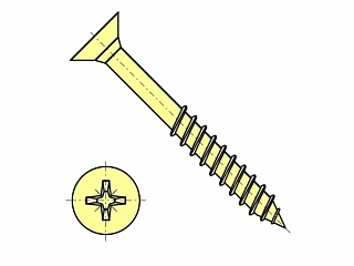 Univerzální vrut do dřeva 3 x  35 mm (závit 24 mm) zápustná hlava / zinek žlutý / částečný závit / Pozidrive - PZ1