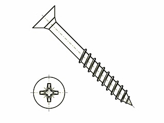 Univerzální vrut do dřeva 3 x  40 mm (závit 24 mm) zápustná hlava / zinek bílý / částečný závit / Pozidrive - PZ1