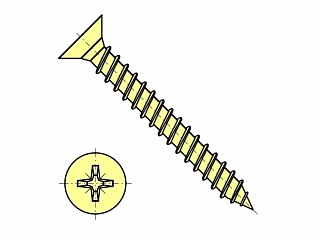 Univerzální vrut do dřeva 2,5 x  10 mm zápustná hlava / zinek žlutý / plný závit / Pozidrive - PZ1
