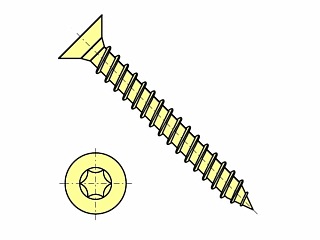 Univerzální vrut do dřeva 3,5 x  60 mm zápustná hlava / zinek žlutý / plný závit / TORX - T20
